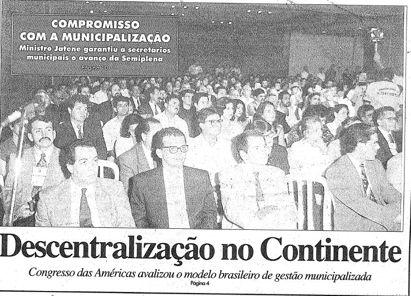 Capa do jornal do Conasems que traz o Congresso internacional como destaque